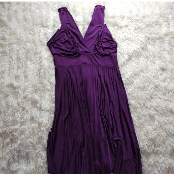 Casual Long Purple with Pleats and V-neck back Sleeveless Dress Size 2X - Picture 2 of 4
